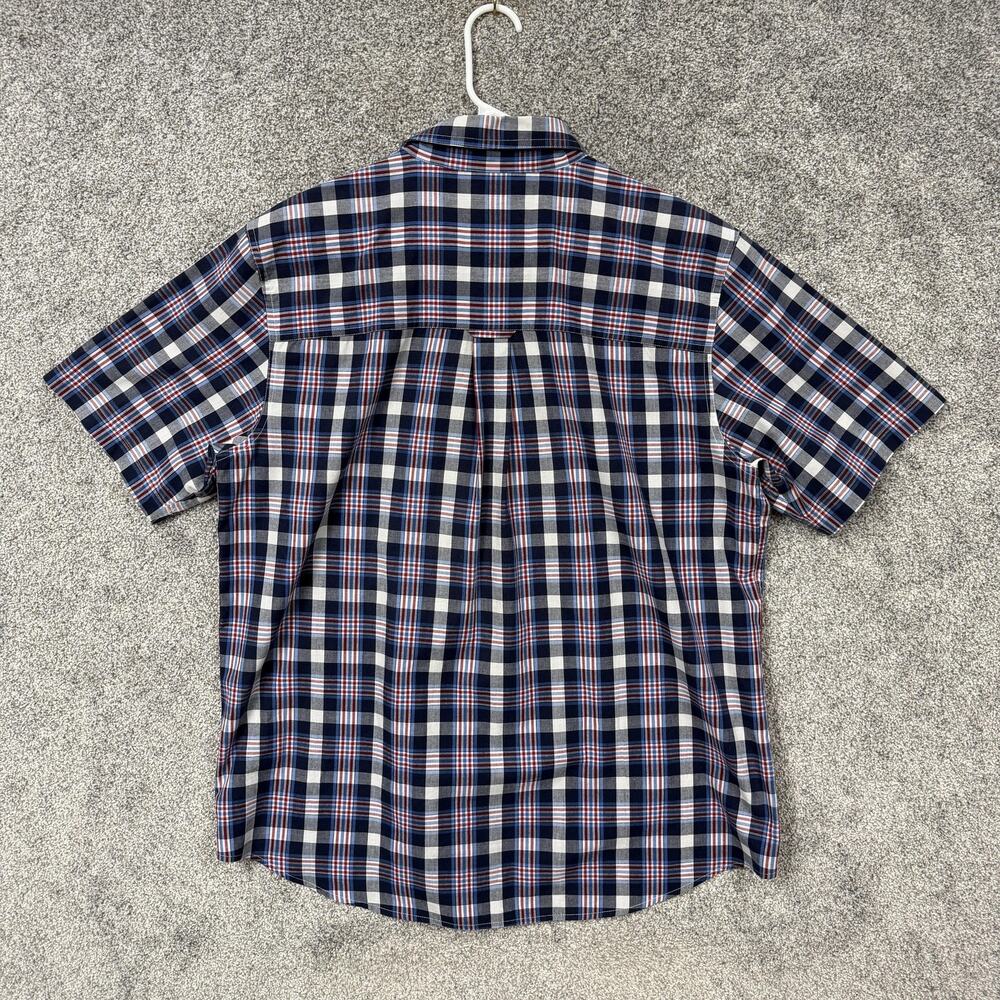 Chaps Shirt Mens Large Blue Red Plaid Short Sleeve Preppy Eclectic Grandpacore - Picture 11 of 14